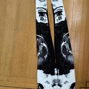 Goth skeleton leggings, Gothic legging black white bones size S pants tights